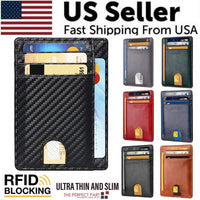 Mens Leather Slim Wallet Credit Card Holder RFID Blocking Pocket ID
