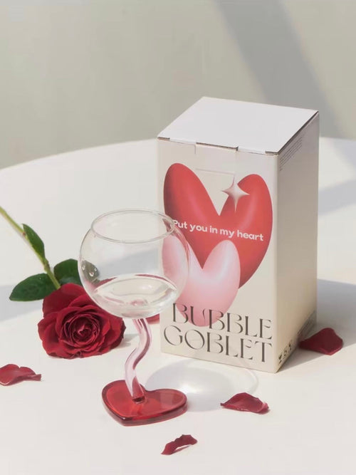 Handblown Bubble Wine Glass - Retro Whimsical Eclectic Wavy Stemmed