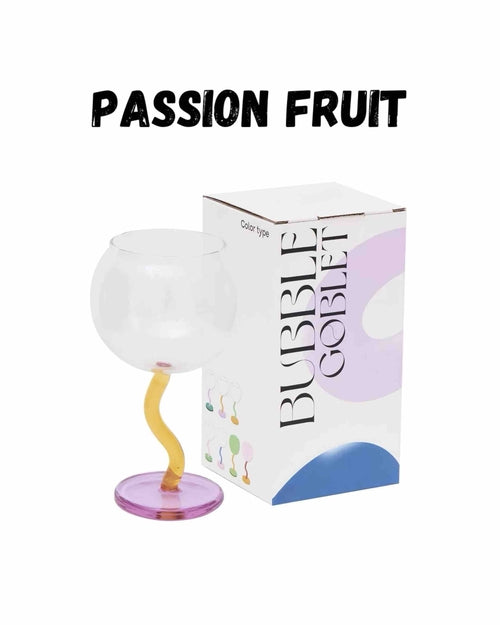 Handblown Bubble Wine Glass - Retro Whimsical Eclectic Wavy Stemmed